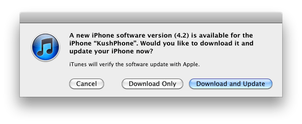 iOS 4.2 Update iTunes